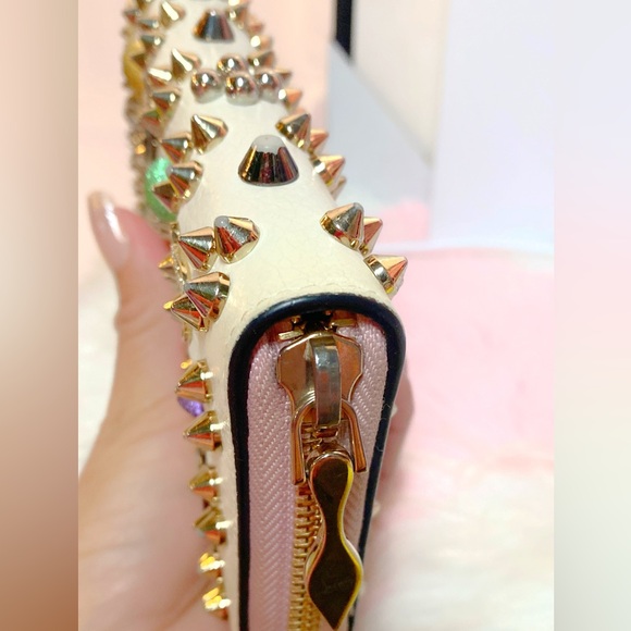 Christian Louboutin White and Gold Studded Wallet - Picture 5 of 16